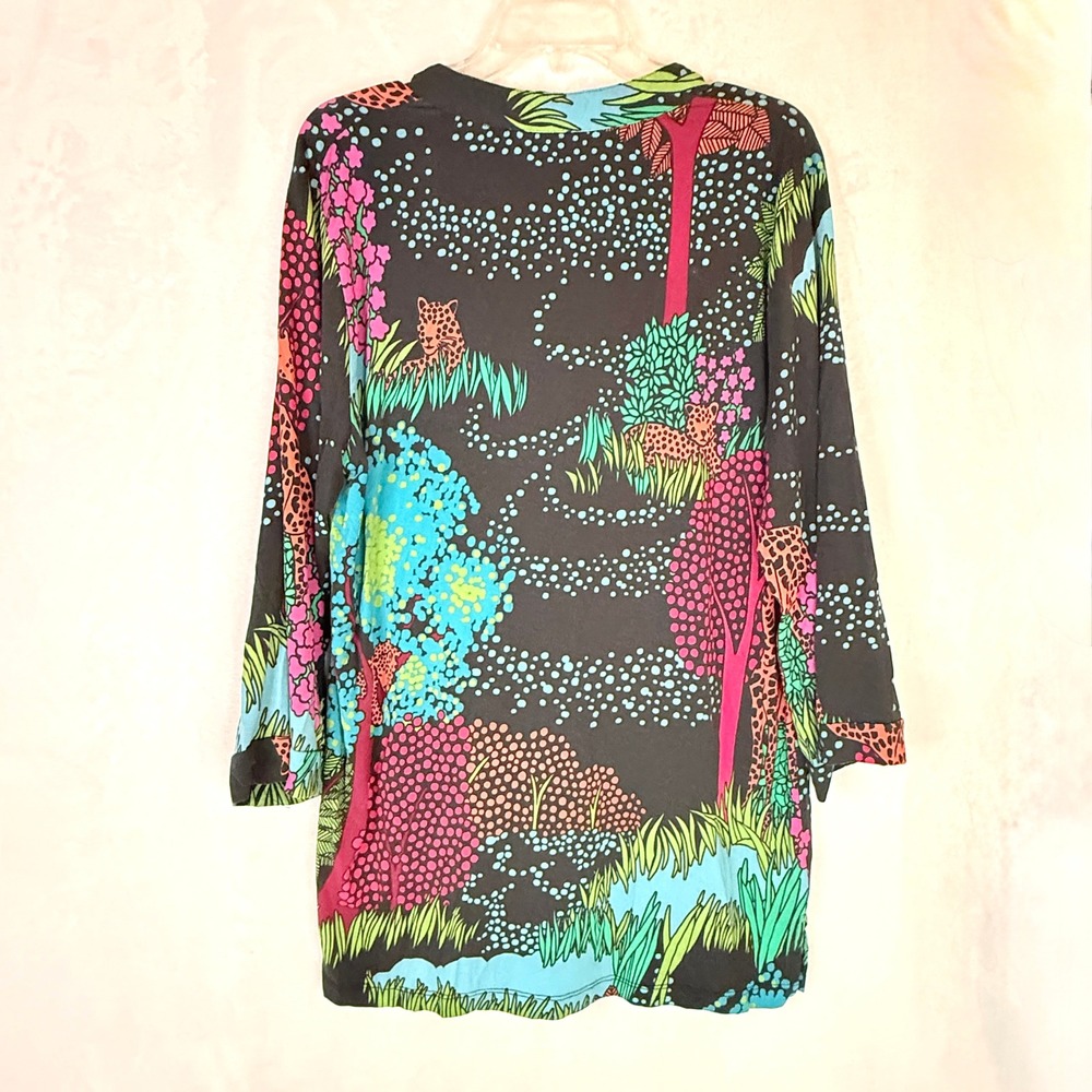 Tori Richard Honolulu XL Tropical Floral Modal Stretch V-Neck Hawaii Tunic Top - Picture 2 of 10